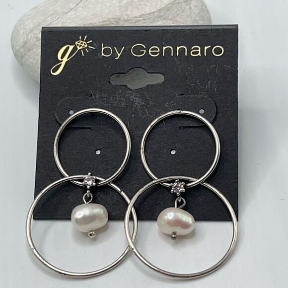 G by Gennaro Dangle Silver Faux Pearls Earrings - Picture 6 of 6